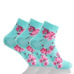 12 Pack Ladies Pretty Rose Print Socks - Multi