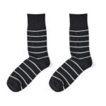 12 Pack Men’s Dotted Stripe Soft Socks - Black/Grey