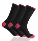 12 Pack Ladies Contrast Heel Toe Socks - Black