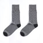 12 Pack Men’s Dotted Stripe Soft Socks - Black/Grey