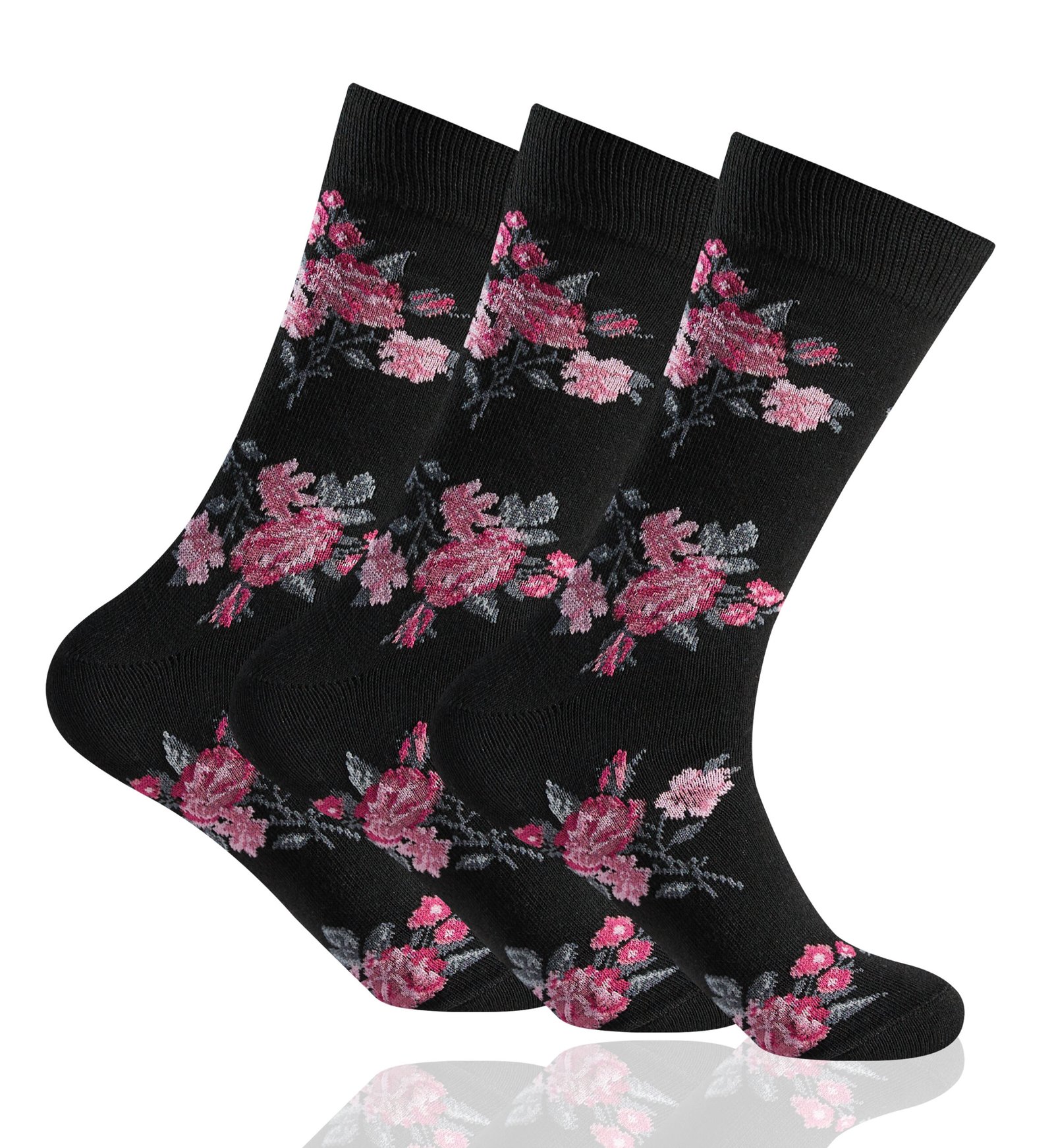 5 (3) 12 Pack Ladies Dot Print Cotton Socks - Black