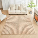 Premium Ribbed Soft Living Room Rug - Natural