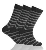 12 Pack Men’s Stripe Soft Socks - Black/Grey