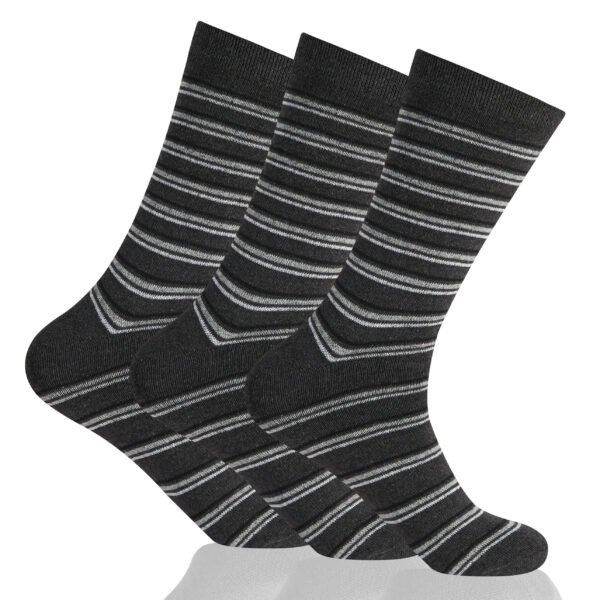 12 Pack Men’s Stripe Soft Socks - Black/Grey