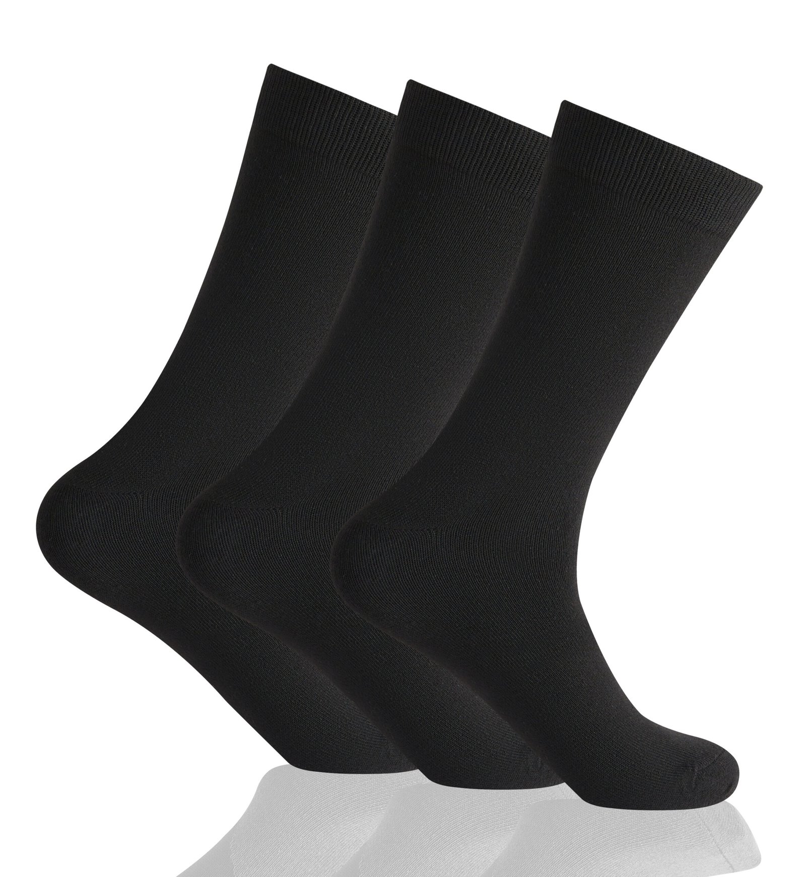 5M5A2115 3 Pack Men’s Plain Cotton Socks - Black