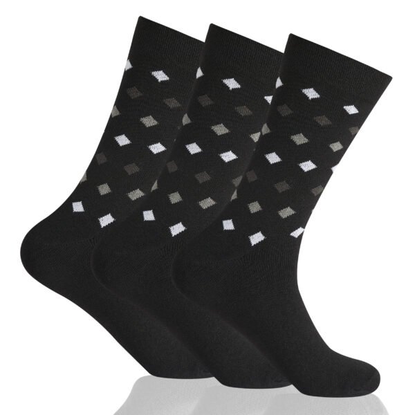 12 Pack Men’s Diamond Stripe Soft Socks - Black