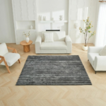 Premium Ribbed Soft Living Room Rug - Charcoal
