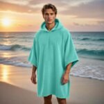 Luxury Soft Touch Beach Cover Poncho - Aqua