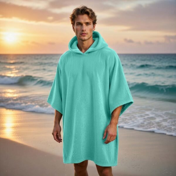 Luxury Soft Touch Beach Cover Poncho - Aqua