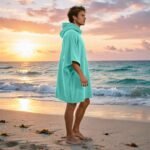 Luxury Soft Touch Beach Cover Poncho - Aqua
