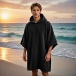 Luxury Soft Touch Beach Cover Poncho - Black