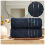 2 Pack Luxury Paris Ribbed Cotton Towel Set - Black