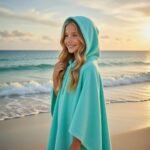 Luxury Kids Soft Touch Beach Poncho - Blue