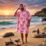 Luxury Patterned Beach Cover Poncho - Bows