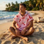 Luxury Patterned Beach Cover Poncho - Cherries