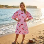 Luxury Patterned Beach Cover Poncho - Cherries