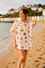 Luxury Patterned Beach Cover Poncho - Croissant breakfast