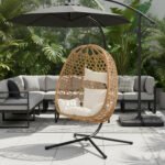 Premium Egg Hanging Chair with Stand - Natural - Image 2