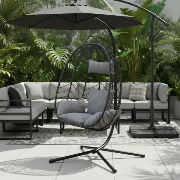Luxury Indoor Outdoor Hanging Egg Chair - Black