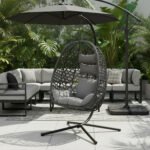 Premium Egg Hanging Chair with Stand - Charcoal - Image 3