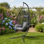 Premium Egg Hanging Chair with Stand - Charcoal - Image 4