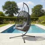 Premium Egg Hanging Chair with Stand - Charcoal - Image 7