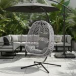 Premium Egg Hanging Chair with Stand - Grey - Image 2