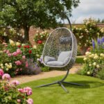 Premium Egg Hanging Chair with Stand - Grey - Image 3