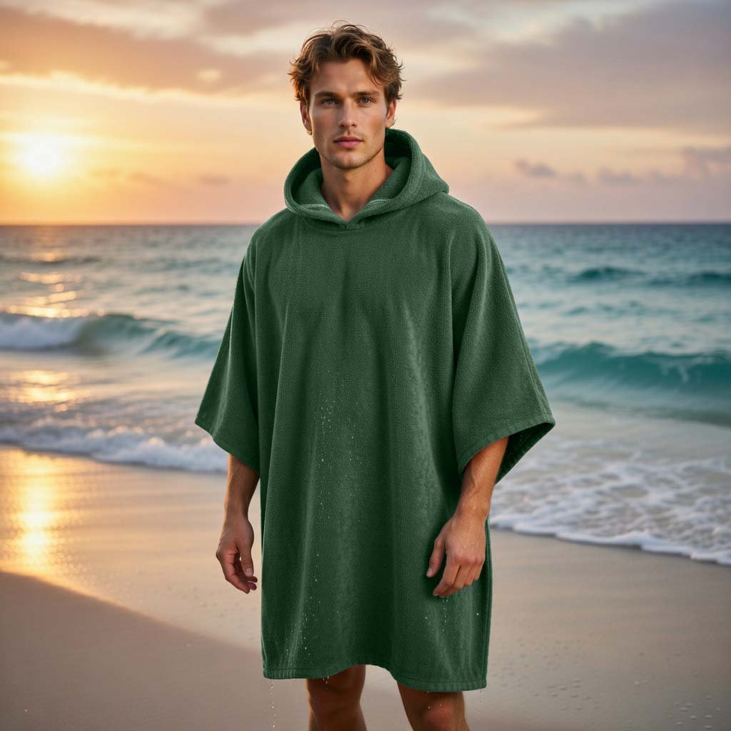 Green 1 Luxury Soft Touch Beach Cover Poncho - Green