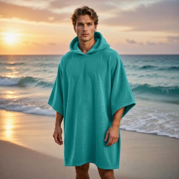 Luxury Soft Touch Beach Cover Poncho - Teal