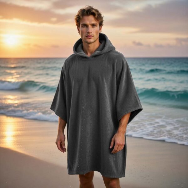 Luxury Soft Touch Beach Cover Poncho - Grey