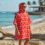 Luxury Patterned Beach Cover Poncho - Hearts