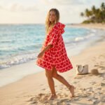 Luxury Patterned Beach Cover Poncho - Hearts