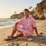 Luxury Patterned Beach Cover Poncho - Matcha