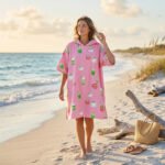 Luxury Patterned Beach Cover Poncho - Matcha