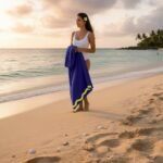 Premium Rounded Border Beach Towel - Navy