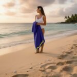 Premium Rounded Border Beach Towel - Navy
