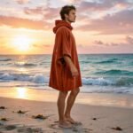 Luxury Soft Touch Beach Cover Poncho - Orange