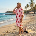 Luxury Patterned Beach Cover Poncho - Matcha