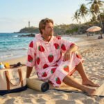 Luxury Patterned Beach Cover Poncho - Matcha