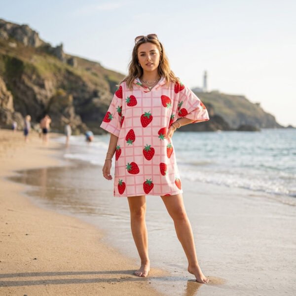 Luxury Patterned Beach Cover Poncho - Matcha