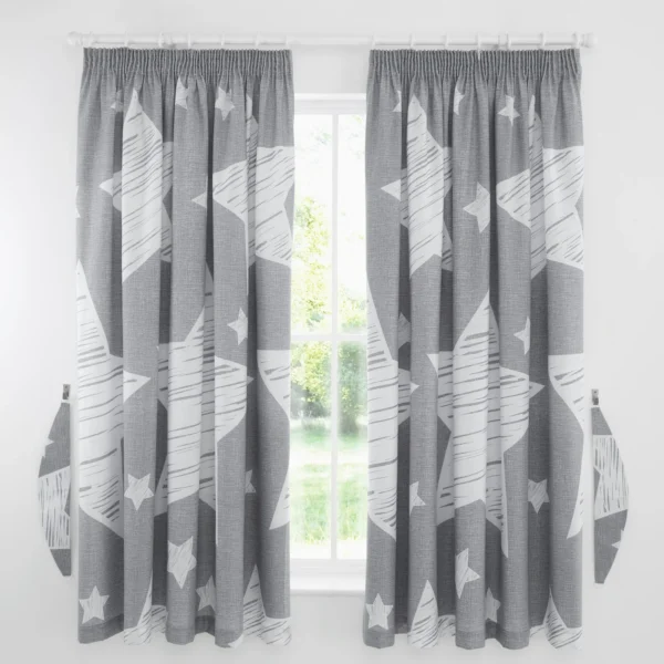 Luxury Kids Superstar Blackout Curtains - Grey