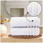 2 Pack Luxury Paris Ribbed Cotton Towel Set - White