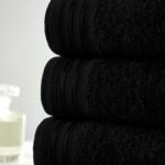 4 Piece Egyptian Cotton Bath Sheet Towel Set - Black