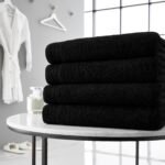 4 Piece Egyptian Cotton Bath Sheet Towel Set - Black