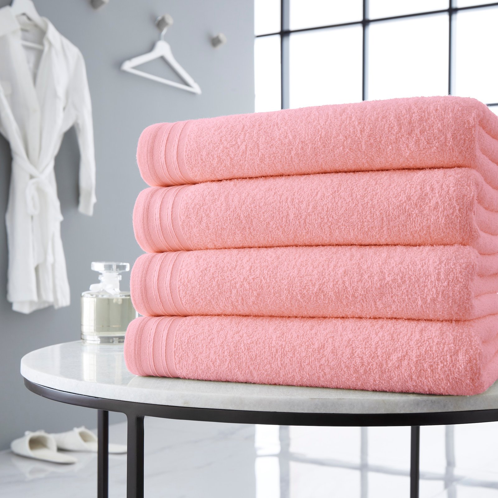 Wilsford_Blush Pink 4 Piece Egyptian Cotton Bath Sheet Towel Set - Blush Pink - Image 1