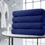 4 Piece Egyptian Cotton Bath Sheet Towel Set - Navy