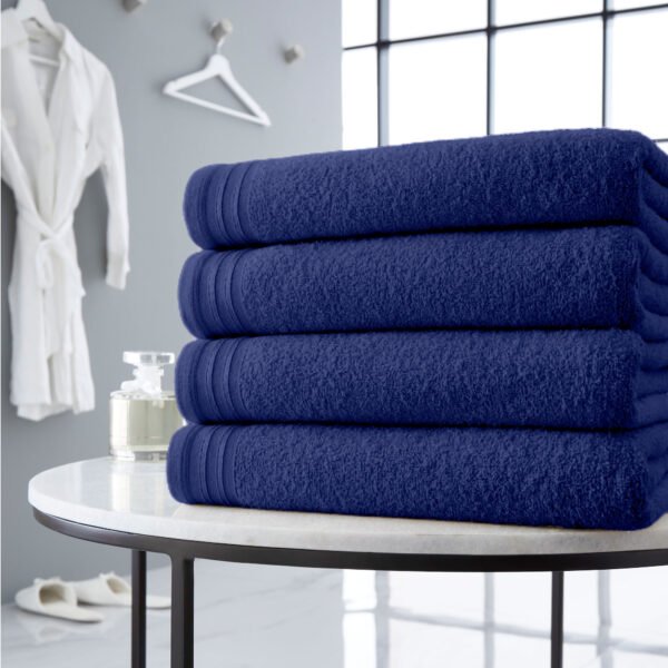 4 Piece Egyptian Cotton Bath Sheet Towel Set - Navy