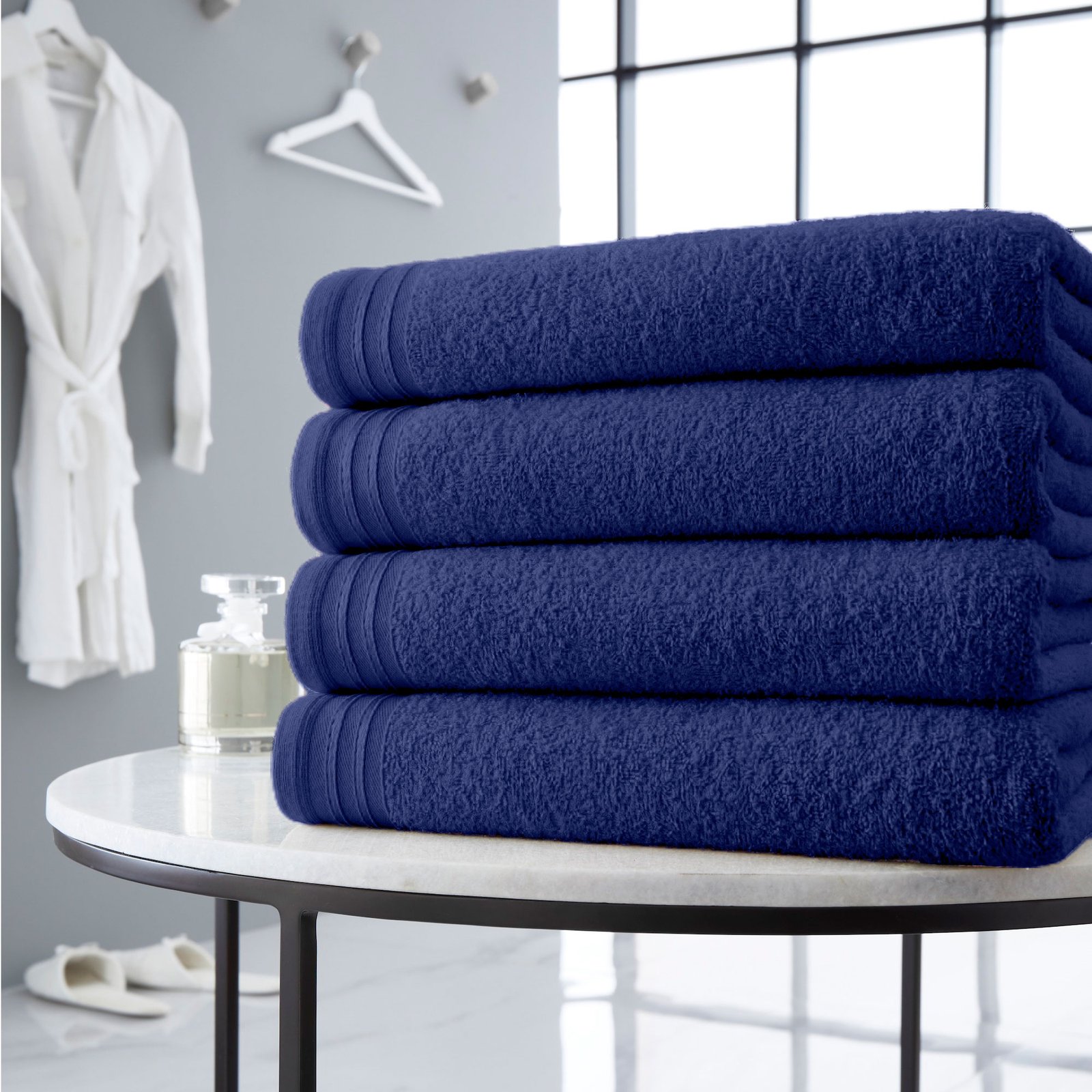 Wilsford_NAVY.0jpg 4 Piece Egyptian Cotton Bath Sheet Towel Set - Navy