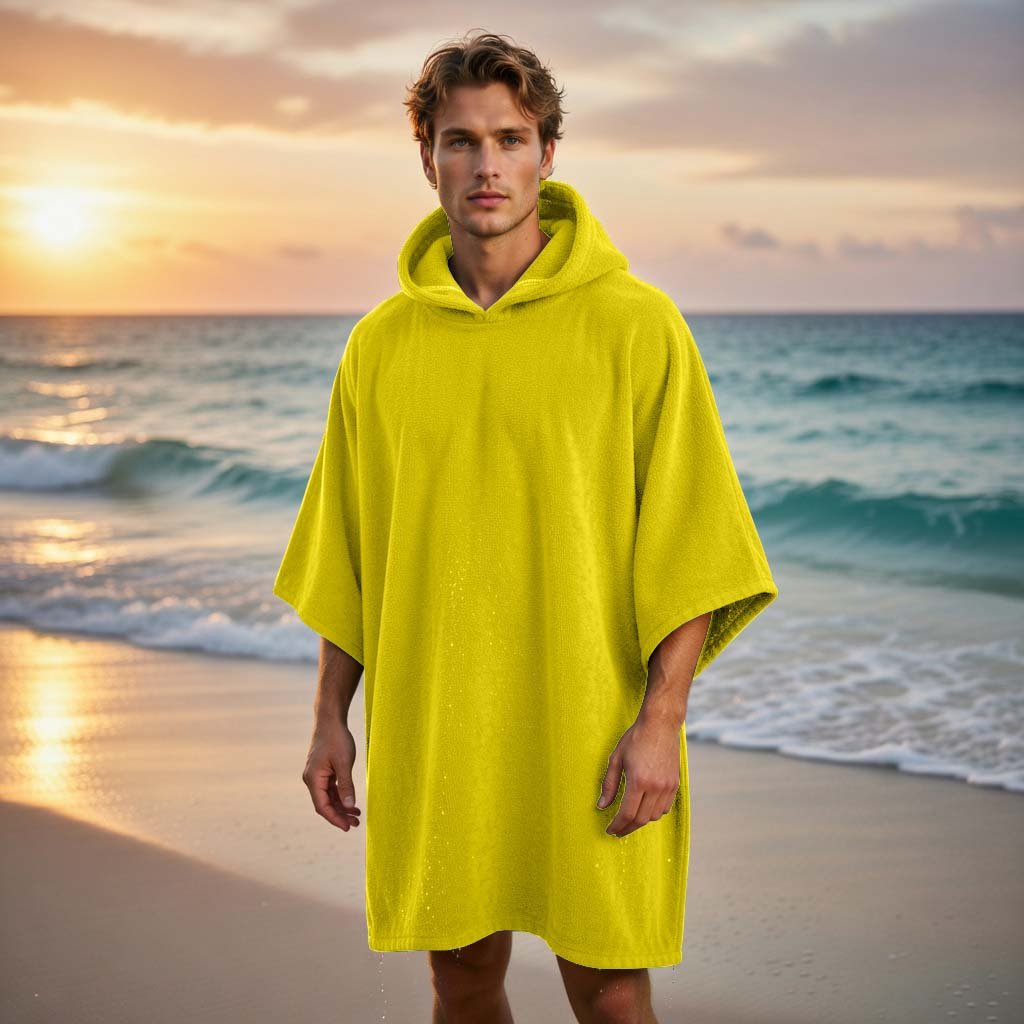 Luxury Soft Touch Beach Cover Poncho - Yellow